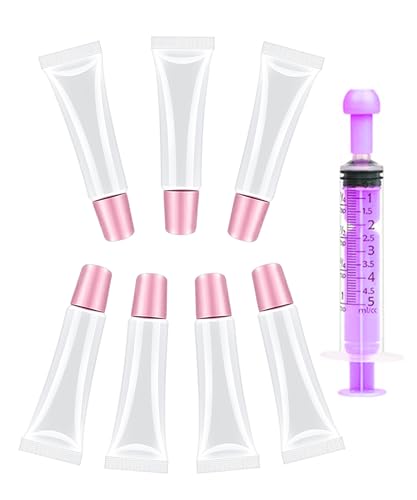 Guokoo 7pcs Clear Lip Gloss Squeeze Tubes - 10ml Refillable Cosmetic Containers