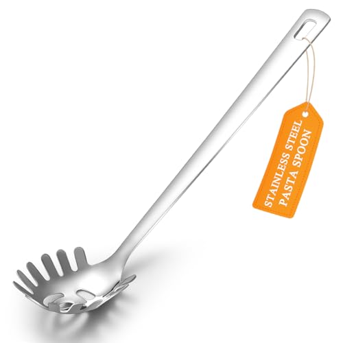 ReaNea Stainless Steel Spaghetti Spoon - Silver, Ergonomic & Dishwasher Safe