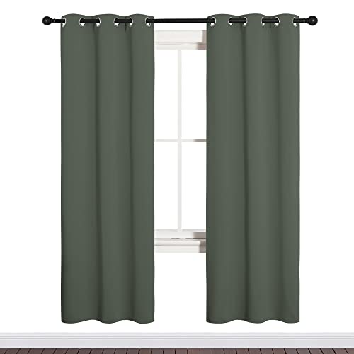 NICETOWN Dark Mallard Blackout Curtains 34"W x 72"L, Pack of 2, Grommet Top