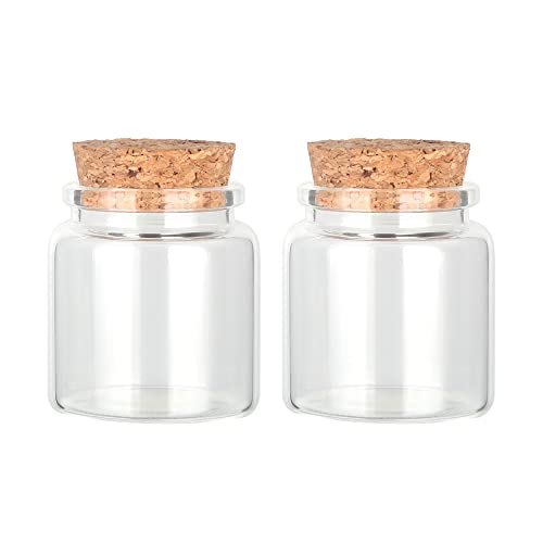 Magic Season Decorative Round Glass Bottles with Cork Stoppers - 2 Pack