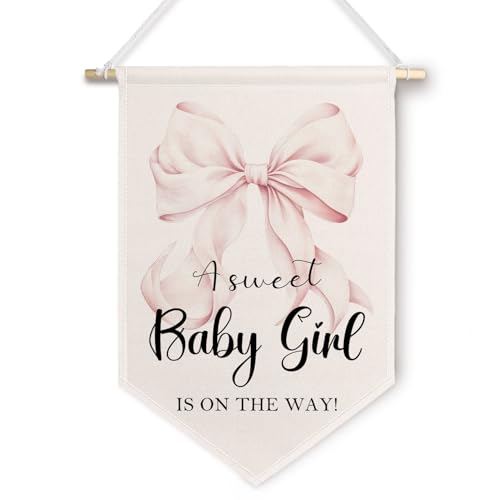ChissNook Baby Shower Canvas Banner - Sweet Baby Girl Party Decor