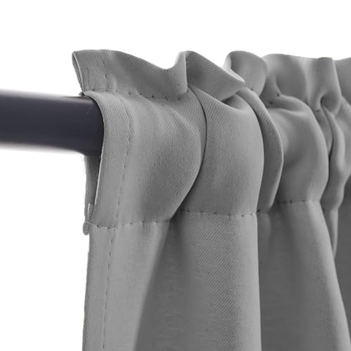 jinchan 18-Inch Solid Grey Kitchen Valance – Light Filtering Design