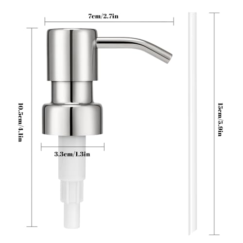 UHEY HOME 304 Stainless Steel Soap Dispenser Pump Replacement, 2 Pack, Silver