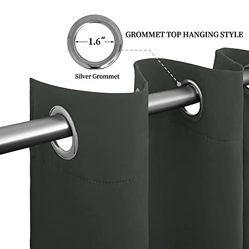 Easy-Going Dark Gray Thermal Grommet Blackout Curtains, 52x96 in - 2 Panels