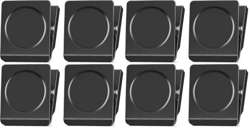 Black Magnetic Clips 8 Pack for Refrigerator Use - Heavy Duty, Reusable