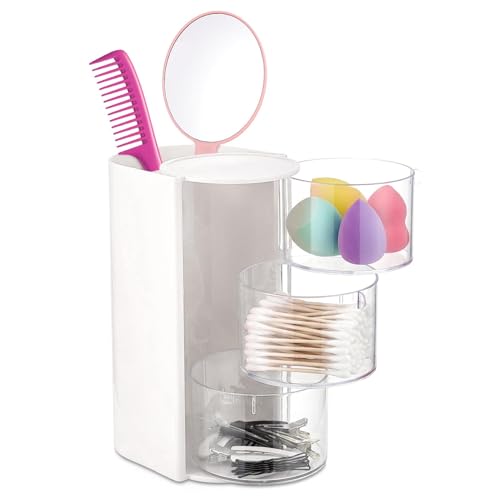 Ovrimelle 3-Tier Rotatable Hair Accessory Organizer, White Vanity Storage