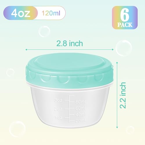 4oz Reusable Plastic Food Containers with Lids - 6 Pack