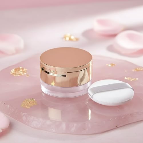 ZLmoue 6g Gold Loose Powder Container with Mirror and Puff