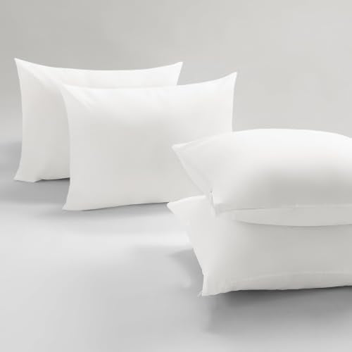 BEITE 4-Pack Zippered Pillow Protectors, White, Standard 20x30 Inches