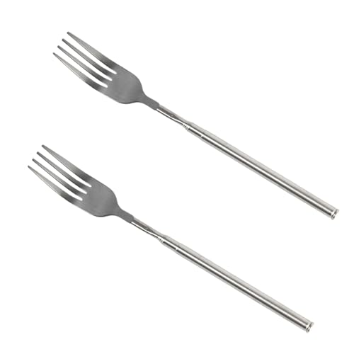 2-Pack Telescopic Stainless Steel Forks - Extendable BBQ Utensils