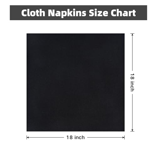 Black Cloth Napkins Set of 6 - 18x18 Washable Polyester Napkins
