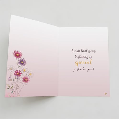 Best Friend Birthday Card with Floral Butterfly Design and Luxury Envelope