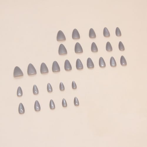Almond Press on Nails Medium Reusable Fake Nails with Gel Polish 24 Pcs