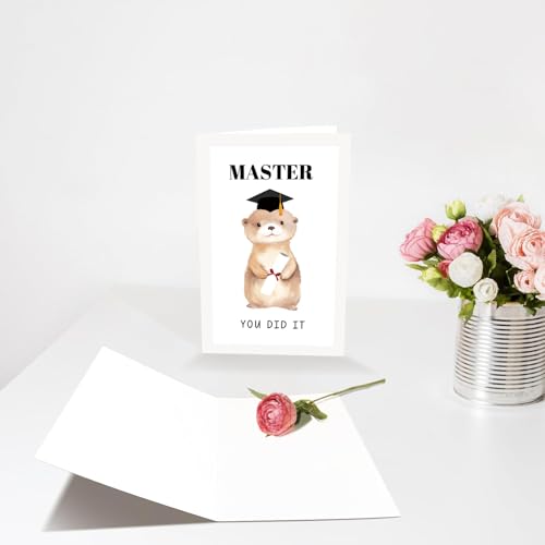 Funny Otter Graduation Card for Master's Degree - 8x5.3in