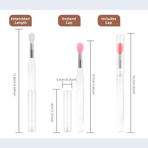 Silicone Lip Brush Set 4 Pcs Pink Lip Gloss Wands with Cap
