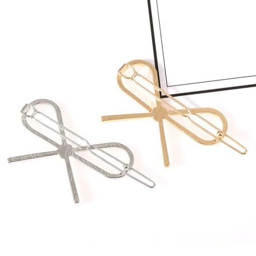 Metal Bow Hair Clips 4-Pack Gold and Silver Hairpin Clamps