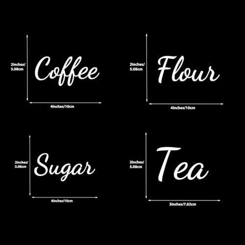 4PCS Flour Sugar Coffee Tea Vinyl Jar Labels - White Pantry Organization