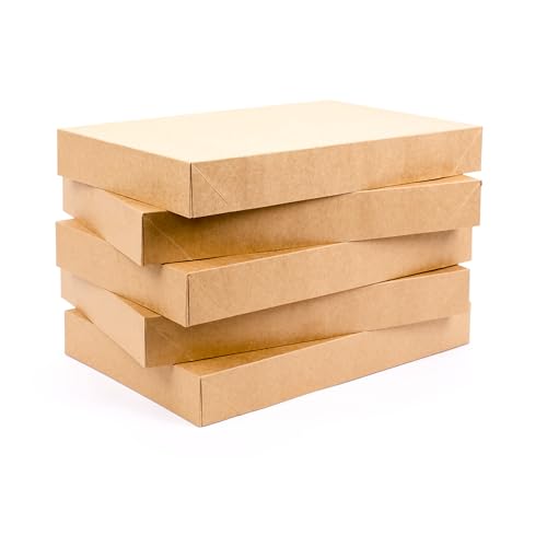 Hallmark Medium Gift Boxes with Lids 5-Pack Brown Kraft Shirt Boxes - Easy Gift Packaging