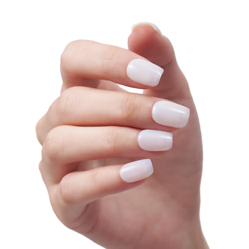 GLAMERMAID Pure White Press On Nails Extra Short Square Handmade Gel False Nails