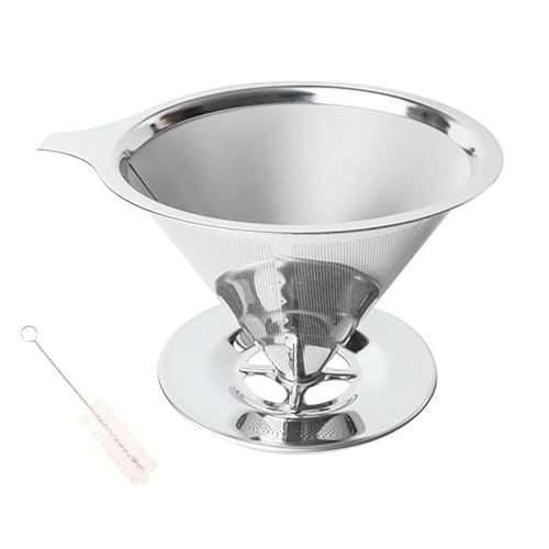 Reusable Stainless Steel Pour Over Coffee Dripper - Fine Mesh, 1-2 Cups