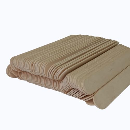 Essenavita Large Wooden Wax Sticks 100 Pack - 6" Birchwood Spatulas for Hair Removal
