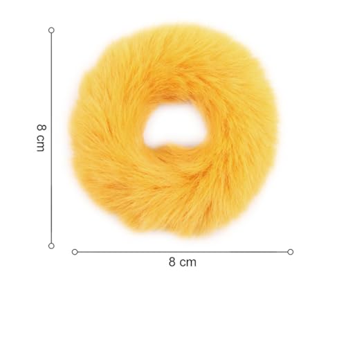 Spenlly Fluffy Plush Pom Pom Hair Scrunchies 4-Pack - Watermelon Red