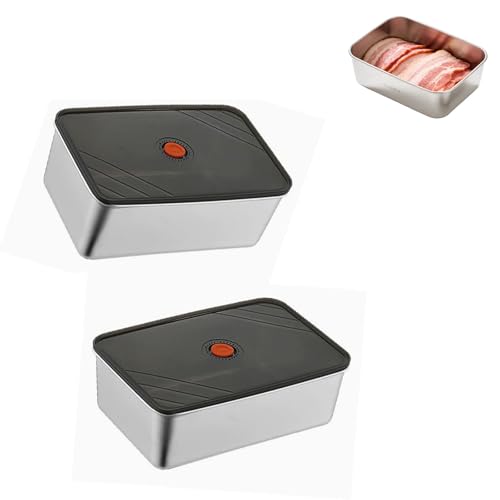 2-Piece Stainless Steel Deli Food Container Set with Leakproof Seal Lids