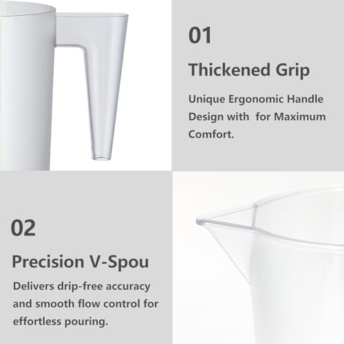 32oz Measuring Pitcher with Laser-Etched Markings - Clear Plastic Cup