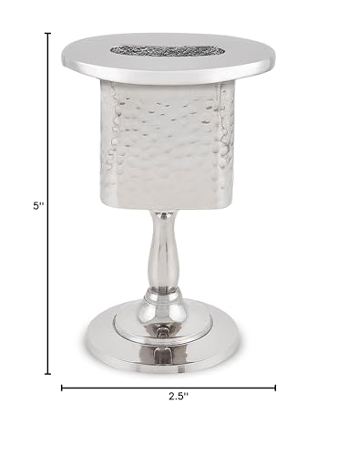 Zion Judaica Elegant Shabbos Havdalah Set Gift Boxed Hammered Metal High Polished Includes Kiddush Cup 5.5 oz Wine Goblet Tray Braided Havdualah Candle Holder Besamim Spice Box End of Shabbat Gift Set