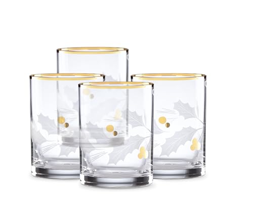 Lenox Holiday Gold Double Old Fashioned Glasses Set of 4 - Christmas Drinkware