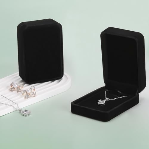 KUKUVR 6-Pack Velvet Jewelry Necklace Gift Box - Black