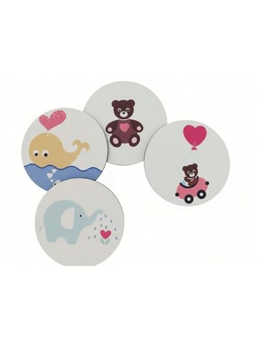 Cute Animal Drink Coaster Set - 4-Piece Round Heat-Resistant