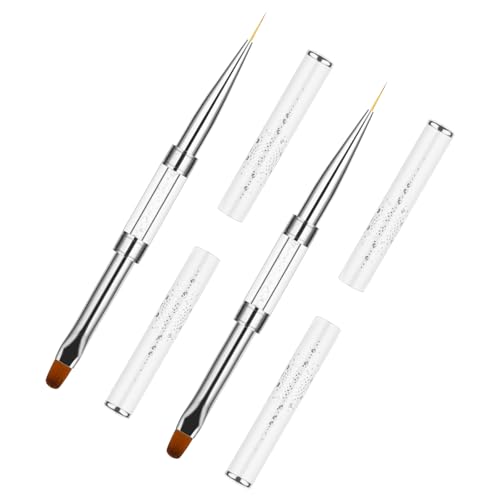 Thinp Double Ended Gel Builder Brush Set for Nail Art Design - 2 Pcs