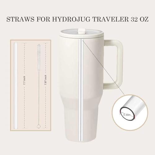 4 Pack Replacement Straws for HydroJug Traveler 32oz - 7.67 Inch Length, BPA-Free Tritan