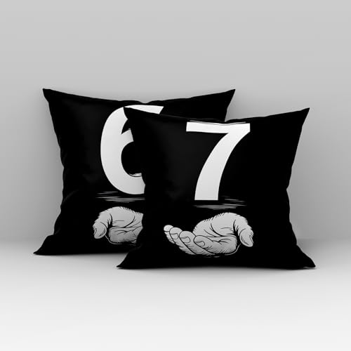 Heyfary 6th & 7th Birthday Party Throw Pillow Covers, 18x18 Linen Set of 2