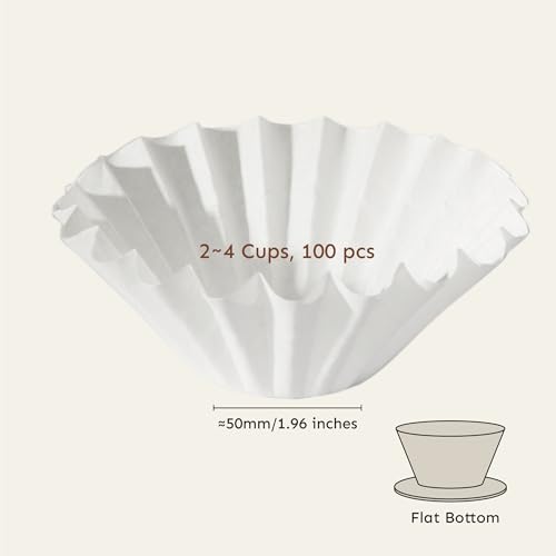 Palatti 185 Basket Coffee Paper Filters, 100 Count for 2-4 Cup Drippers