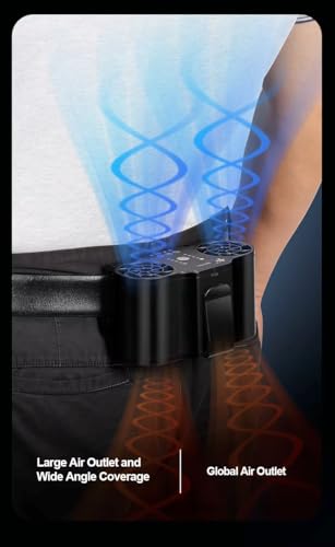 KONPWAY Portable Dual Head Waist Fan - Wearable Neck Fan for Outdoor Use