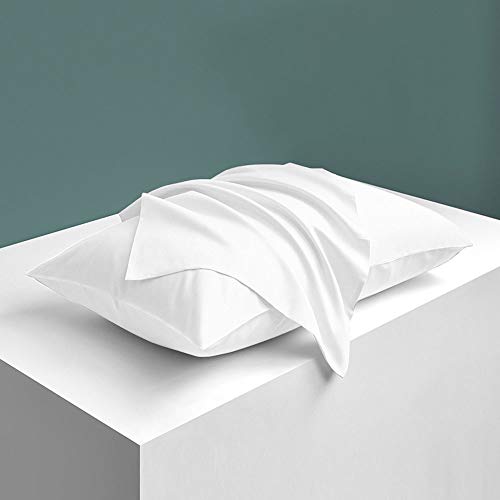 NTBAY Queen Satin Pillowcases with Hidden Zipper, Set of 2, White