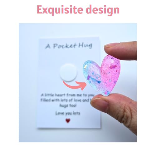 YOJO Pocket Hug Heart Token with Greeting Card - Blue Pink Long Distance Gift