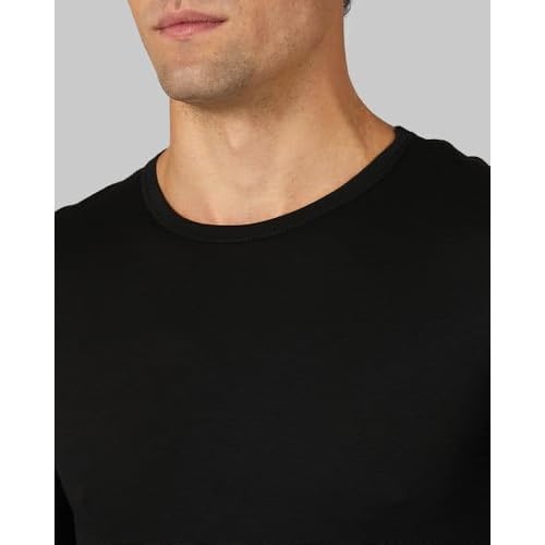 32 Degrees Heat Men's Lightweight Crew Base Layer Thermal Top | Form Fitting | Long Sleeve| 4-Way Stretch, Black, Medium
