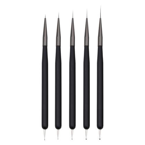 ZEOHBETY 5Pcs Nail Art Liner Brushes and Dotting Pen Set - Fine Drawing Sizes 7mm to 22mm