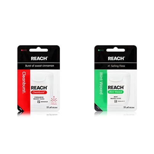 Reach Waxed Dental Floss Cinnamon Mint Extra Wide Plaque Removal 55 Yards