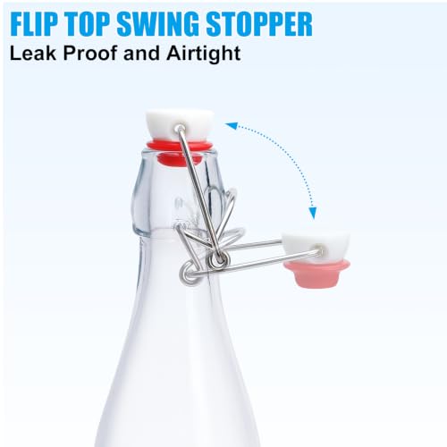 Korty 16oz Swing Top Glass Bottles, Airtight Flip-Top Jars - 2 Pack