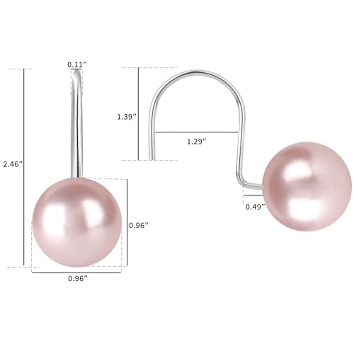 Pink Pearl Shower Curtain Hooks 12PCS Stainless Steel Anti-Rust Bathroom Decor