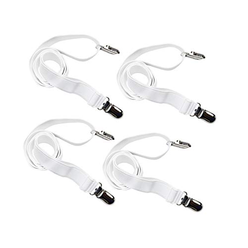 Adjustable Bed Sheet Clips - 4 Pack Mattress Holder Straps (White)