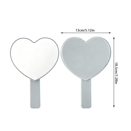 WINDAWNKE 2 Pack Heart Shaped Handheld Makeup Mirror - Green