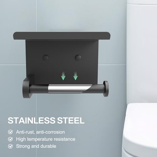 SetSail Matte Black Toilet Paper Holder with Shelf - 1 Pack