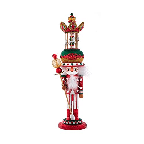 18-Inch Carousel Hat Musical Nutcracker - Red & Gold Glittered Decor