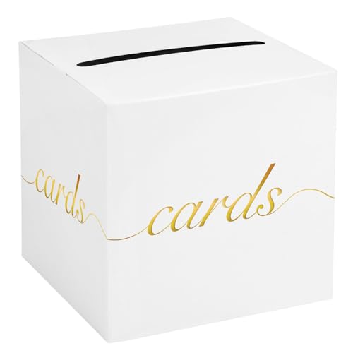 Gold Foil White Card Box for Weddings & Parties - 7.9"