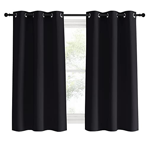 NICETOWN Blackout Curtains - 42"W x 60"L Thermal Insulated Grommet Panels, Black (Set of 2)